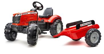 Massey Ferguson S8740 Pedal traktor til børn m/Frontskovl + Trailer-5