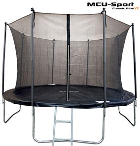 MCU-Sport Classic Plus V2  3.7M Trampolin + Sikkerhedsnet + Stige Sort