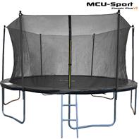 MCU-Sport Classic Plus V2  4.3M Trampolin, sort + Sikkerhedsnet + Stige