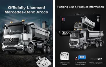 Mercedes-benz Arocs Fjernstyret Alloy Lastbil Dumper 1:20-4
