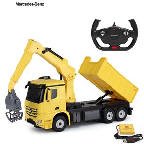 Mercedes-Benz Arocs Fjernstyret Lastbil med kran 2.4G, Gul-3