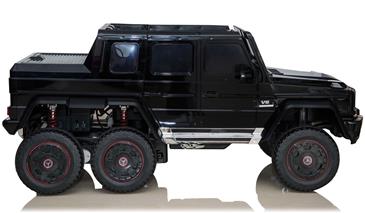 Mercedes G63 AMG 6x6 12v Sort m/4x12V + Gummihjul + fjernb