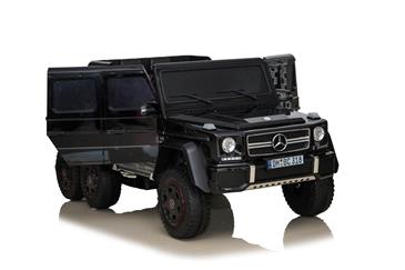 Mercedes G63 AMG 6x6 12v Sort m/4x12V + Gummihjul + fjernb-12