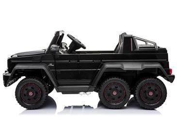 Mercedes G63 AMG 6x6 12v Sort m/6x12V + Gummihjul + fjernb