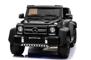 Mercedes G63 AMG 6x6 12v Sort m/6x12V + Gummihjul + fjernb-4