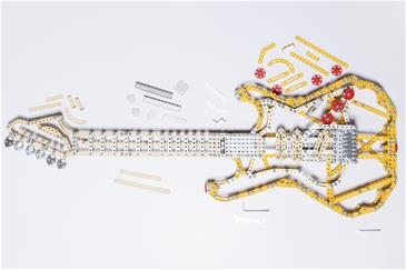 Metalcraft DIY 3D Guitar Gul Metal Byggesæt-3