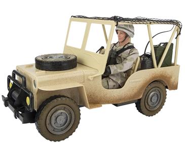 Militær Firehjulstrækker 1:6 Desert med Action Figur 30,5cm