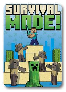 Minecraft Survival Mode Fleece Tæppe 100x140 cm