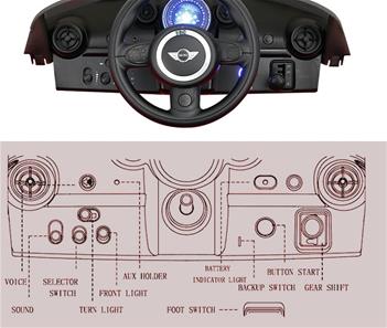 Mini Cooper ELBil til børn 12V m/2.4G Fjernbetjening, Blå-9