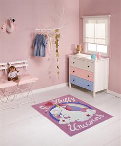 Minions I Love Fluffy Unicorns De Luxe gulvtæppe til børn 95x125-3