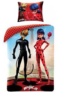 Miraculous Ladybug og Cat Noir Sengetøj 2i1 Design - 100 Procent Bomuld