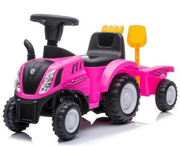 New Holland T7 Gå-Traktor med Trailer og værktøj, Pink 