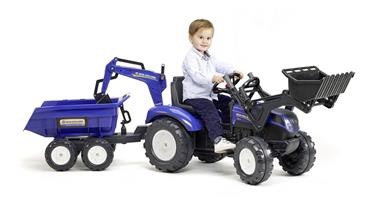  NEW HOLLAND T8 traktor til børn m/Frontskovl + Gravekran + Maxi Anhænger-2
