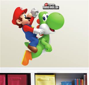 Nintendo Super Mario Bros med Yoshi og Mario  Wallstickers