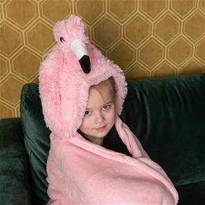 Noxxiez dyre tæppe med hætte - Flamingo-3