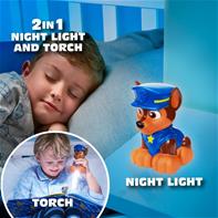 Paw Patrol Chase  2i1 Natlampe og lygte Figur
