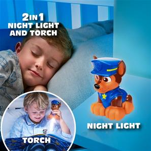 Paw Patrol Chase  2i1 Natlampe og lygte Figur