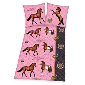 Pink Heste Sengetøj - 100 procent bomuld