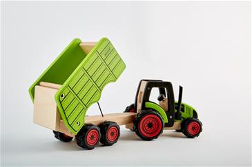 Pintoy Traktor med anhænger Trælegetøj-4