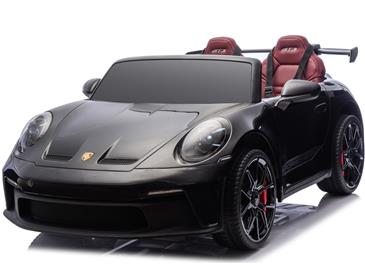 Porsche 911 GT3 Sort Elbil Til børn 21,6V m/Gummihjul+Lædersæde
