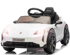 Porsche Taycan Turbo S Elbil Til børn 10,8V m/Gummihjul, Lædersæde Hvid