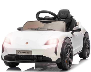 Porsche Taycan Turbo S Elbil Til børn 10,8V m/Gummihjul, Lædersæde Hvid