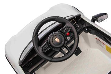 Porsche Taycan Turbo S Elbil Til børn 10,8V m/Gummihjul, Lædersæde Hvid-9