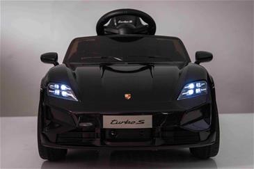 Porsche Taycan Turbo S Elbil Til børn 10,8V m/Gummihjul, Lædersæde sort-10