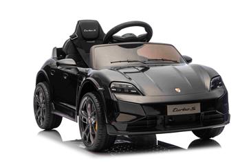 Porsche Taycan Turbo S Elbil Til børn 10,8V m/Gummihjul, Lædersæde sort-13