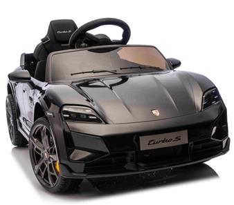 Porsche Taycan Turbo S Elbil Til børn 10,8V m/Gummihjul, Lædersæde sort-2