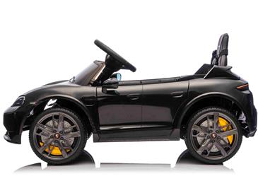 Porsche Taycan Turbo S Elbil Til børn 10,8V m/Gummihjul, Lædersæde sort-5