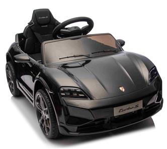 Porsche Taycan Turbo S Elbil Til børn 10,8V m/Gummihjul, Lædersæde sort-6