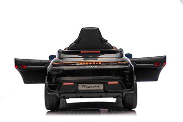 Porsche Taycan Turbo S Elbil Til børn 10,8V m/Gummihjul, Lædersæde sort-8