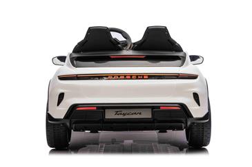 Porsche Taycan Turbo S Elbil Til børn 21,6V m/Gummihjul, Lædersæde Hvid-14