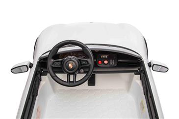 Porsche Taycan Turbo S Elbil Til børn 21,6V m/Gummihjul, Lædersæde Hvid-7