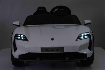 Porsche Taycan Turbo S Elbil Til børn 21,6V m/Gummihjul, Lædersæde Hvid-8