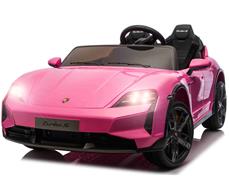 Porsche Taycan Turbo S Elbil Til børn 21,6V m/Gummihjul, Lædersæde Pink