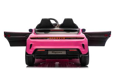 Porsche Taycan Turbo S Elbil Til børn 21,6V m/Gummihjul, Lædersæde Pink-10