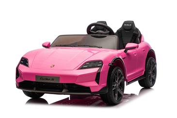 Porsche Taycan Turbo S Elbil Til børn 21,6V m/Gummihjul, Lædersæde Pink-12