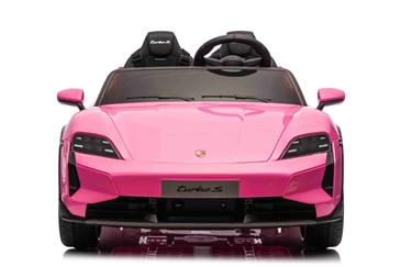 Porsche Taycan Turbo S Elbil Til børn 21,6V m/Gummihjul, Lædersæde Pink-16