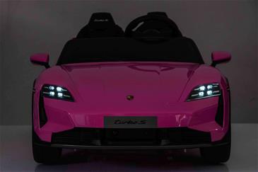 Porsche Taycan Turbo S Elbil Til børn 21,6V m/Gummihjul, Lædersæde Pink-17