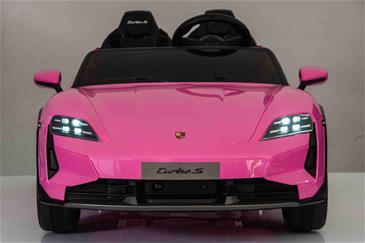 Porsche Taycan Turbo S Elbil Til børn 21,6V m/Gummihjul, Lædersæde Pink-19