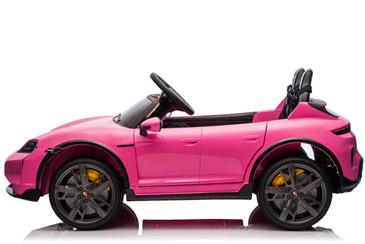 Porsche Taycan Turbo S Elbil Til børn 21,6V m/Gummihjul, Lædersæde Pink-3