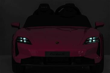 Porsche Taycan Turbo S Elbil Til børn 21,6V m/Gummihjul, Lædersæde Pink-4