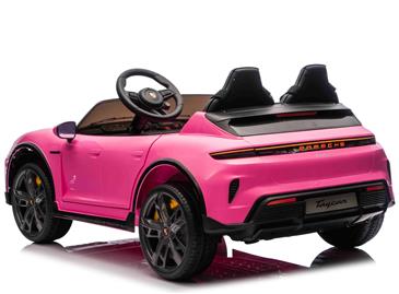 Porsche Taycan Turbo S Elbil Til børn 21,6V m/Gummihjul, Lædersæde Pink-5