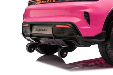Porsche Taycan Turbo S Elbil Til børn 21,6V m/Gummihjul, Lædersæde Pink-7