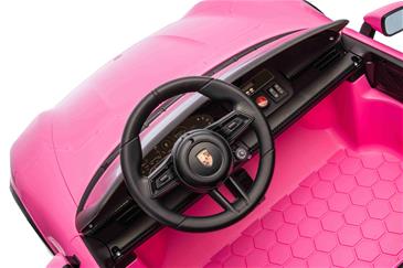 Porsche Taycan Turbo S Elbil Til børn 21,6V m/Gummihjul, Lædersæde Pink-8