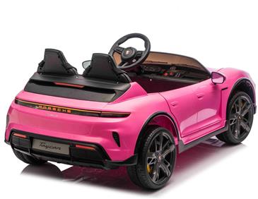 Porsche Taycan Turbo S Elbil Til børn 21,6V m/Gummihjul, Lædersæde Pink-9