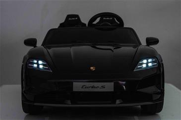 Porsche Taycan Turbo S Elbil Til børn 21,6V m/Gummihjul, Lædersæde sort-11