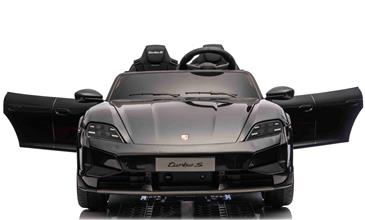 Porsche Taycan Turbo S Elbil Til børn 21,6V m/Gummihjul, Lædersæde sort-2